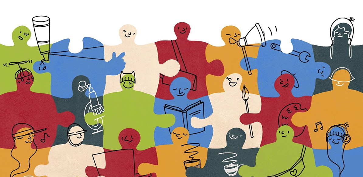 El poder de la juventud para transformar el mundo Ilustración colorida de personas jóvenes participando en actividades diversas, representando la energía y el potencial de la juventud para cambiar el mundo en el Día Internacional de la Educación 2026.